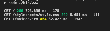 Express generator console log