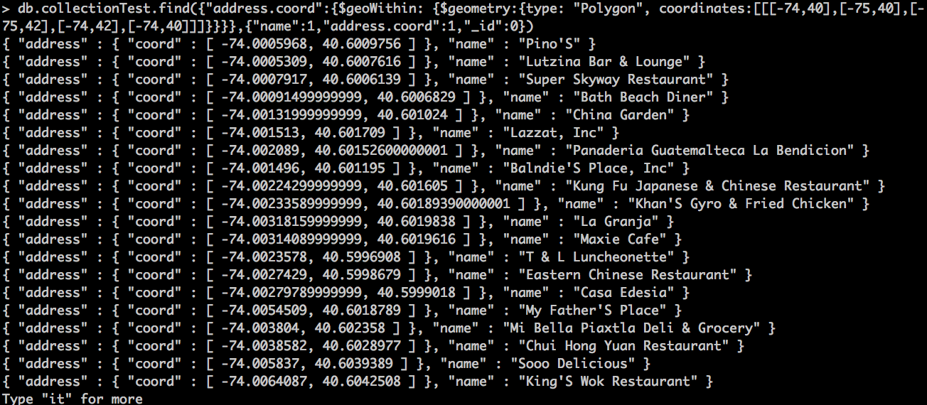 Query with long -74